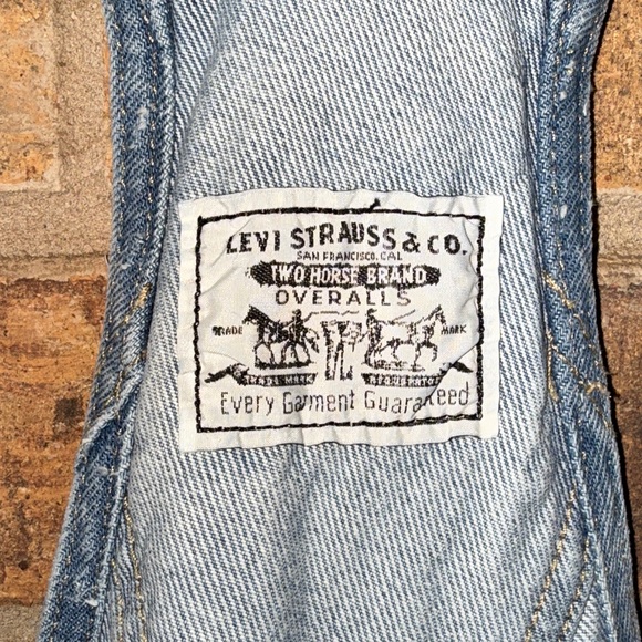 Levi Denim Overalls with Frayed Hem - Picture 3 of 10